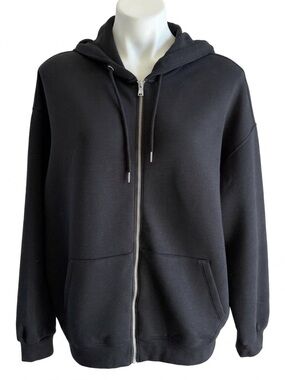 Old Navy Active Woman Bounce Fleece Hoodie Full Zip Sweatshirt Medium Tall Black
